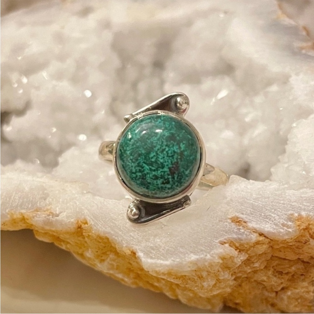 Azurite Sterling Silver Ring 925 Size 7 - Picture 1 of 7